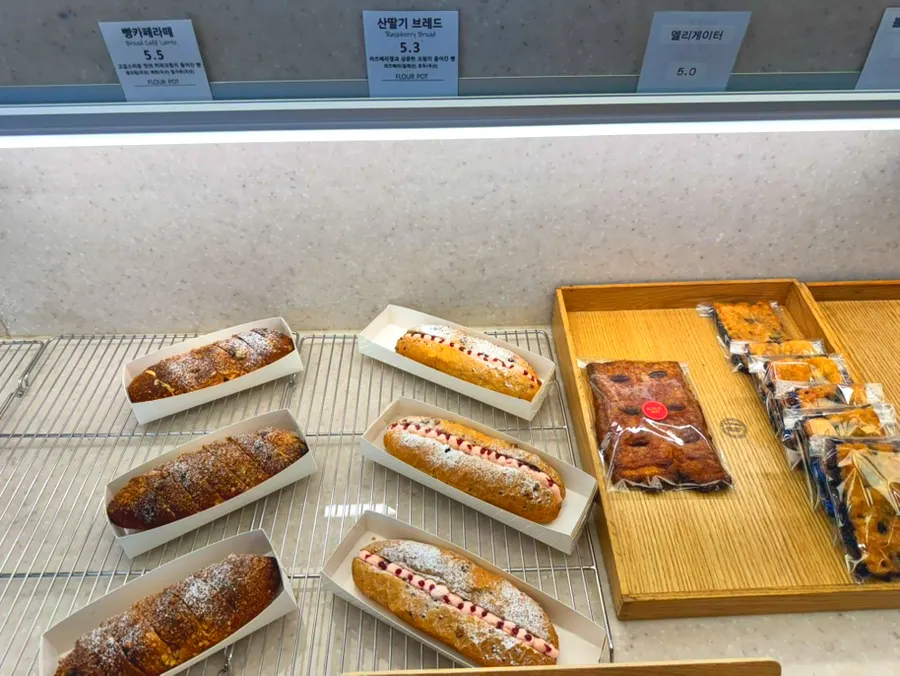 Display of plain and sweet breads