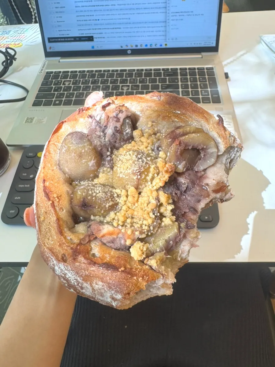 Cross-section of a large loaf with chewy dough