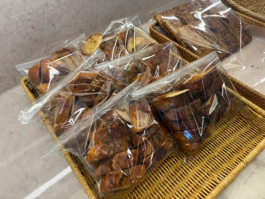 Shelf with packaged snack items