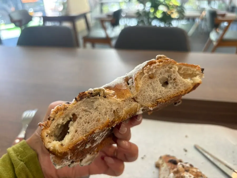 Three ordered breads with an iced americano
