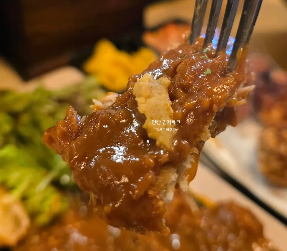 Demiglace pork cutlet topped with mustard