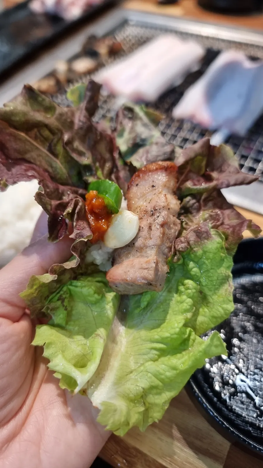 Eel and meat enjoyed with the children