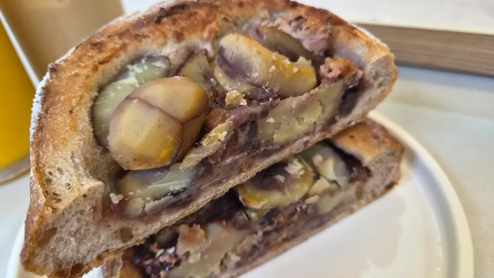 Cross-section of maron campagne showing the filling