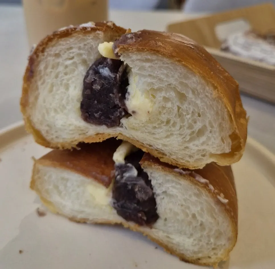 Anbutter salt bread with red bean paste and butter