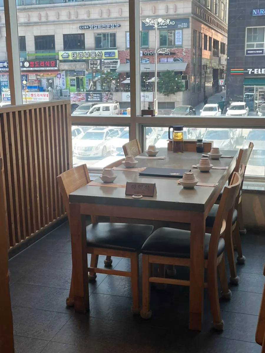 Interior of the restaurant with a wood-tone design