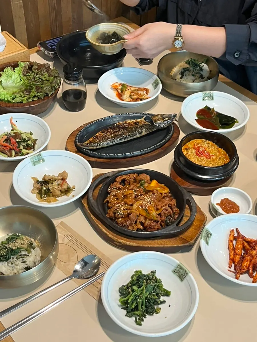 Sharp mustard salad and lotus root banchan