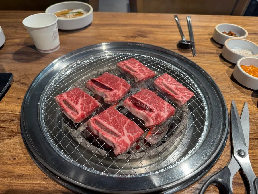 Equal portions of plain ribs and marinated ribs