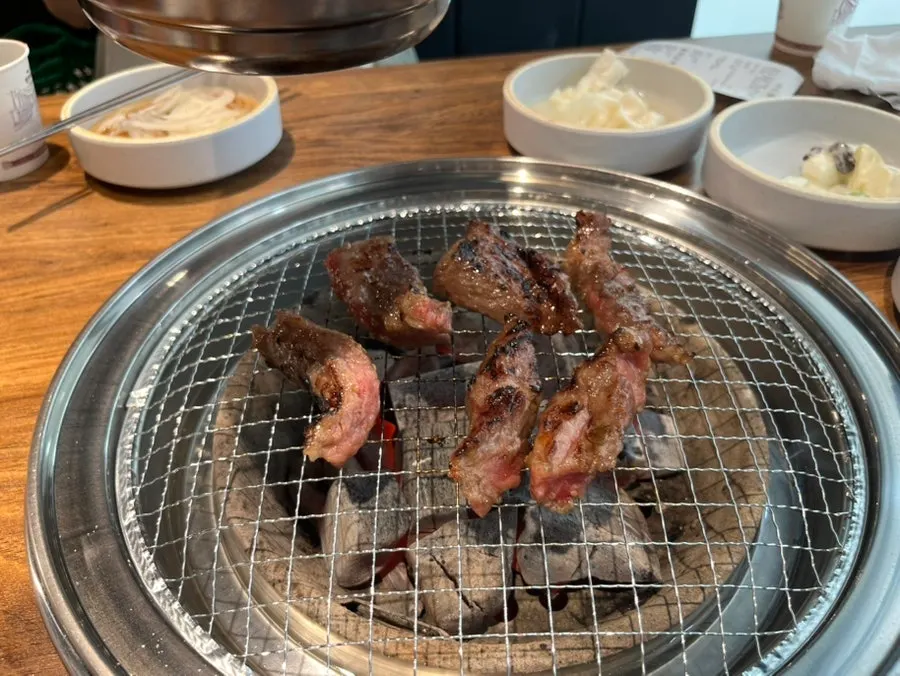 Nicely browned marinated beef rib meat