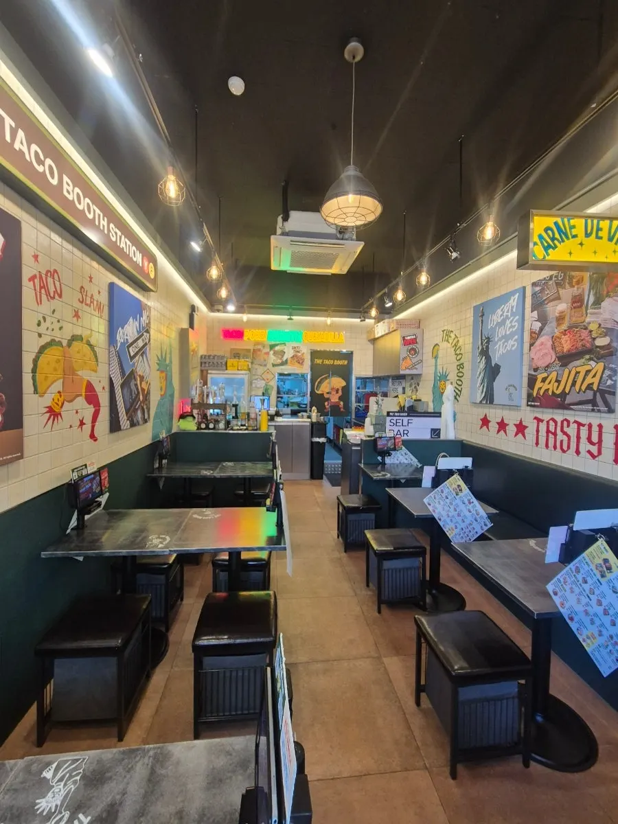 Exotic-feeling seating inside the restaurant