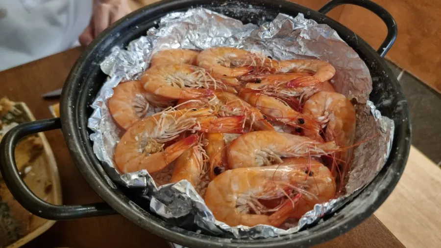 Highball served with warm shrimp