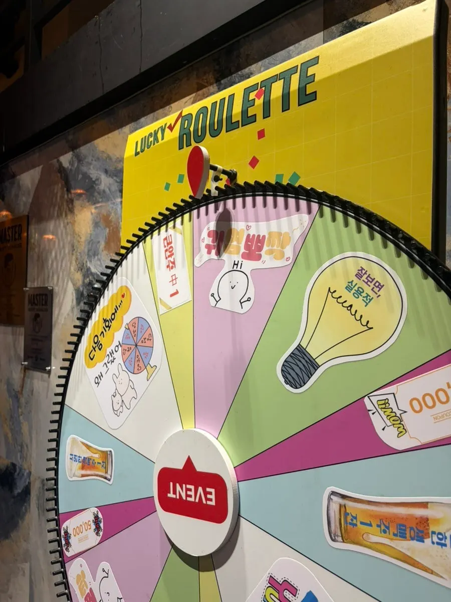 The roulette wheel spun by a friend for the event