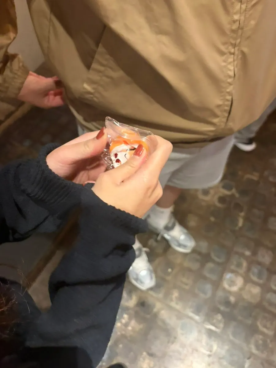 A squishy bread toy won as a roulette prize