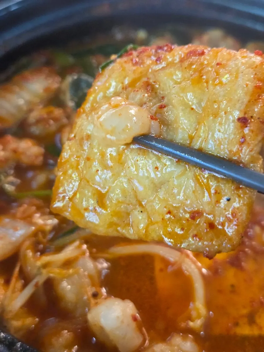 Enjoying daechang hot pot