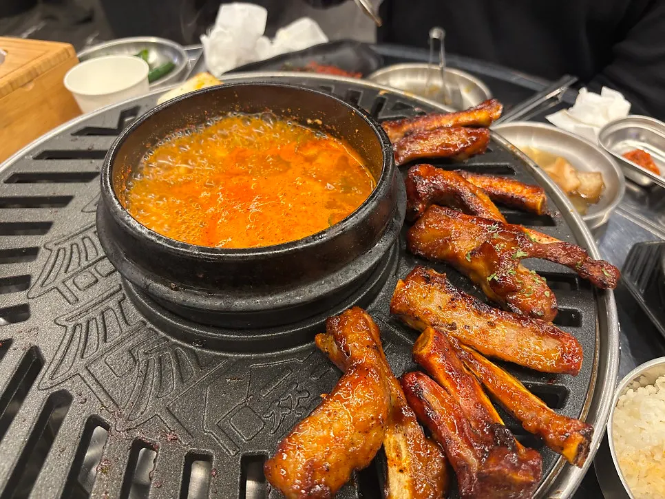 Close-up of a generous serving of jjokgalbi