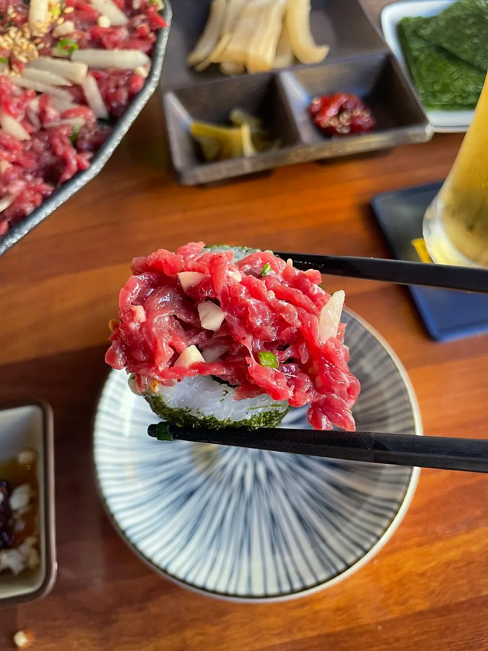 Close-up of an individual dish from the Gisul platter