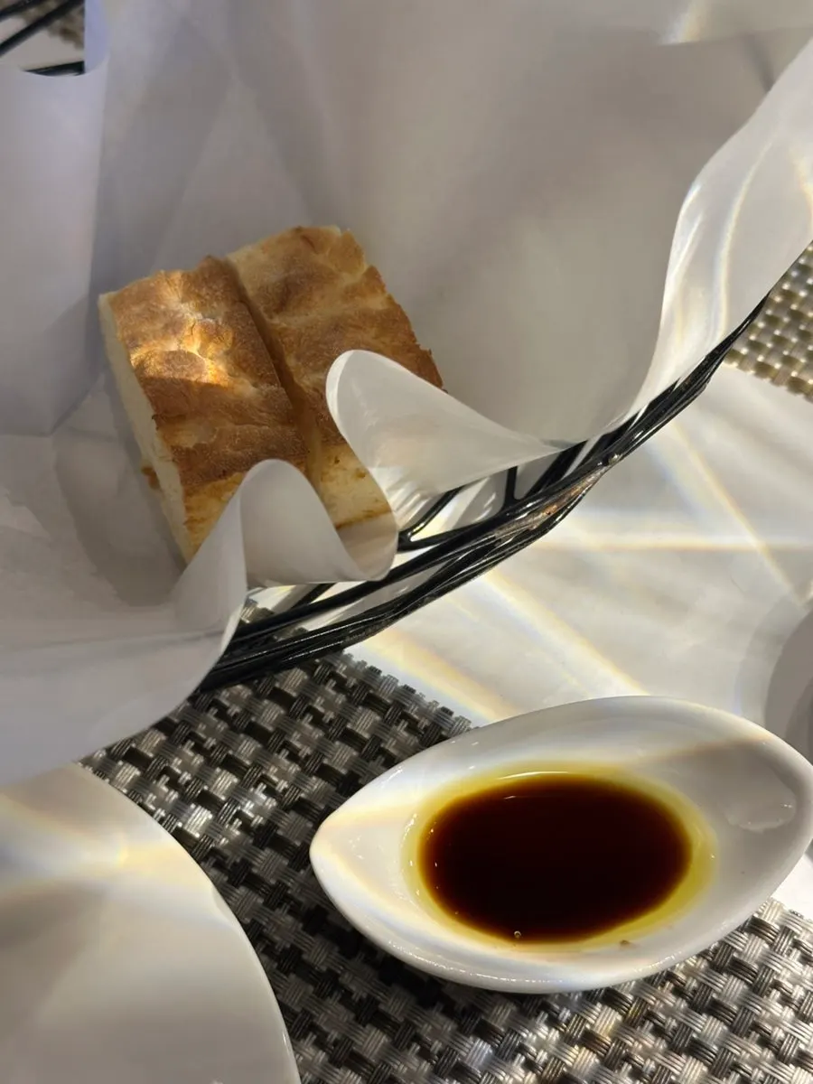 Bread served with balsamic oil before the meal