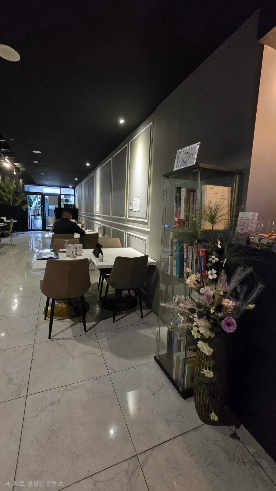 Restaurant entrance and sleek interior on the 6th floor of Dongwon Building