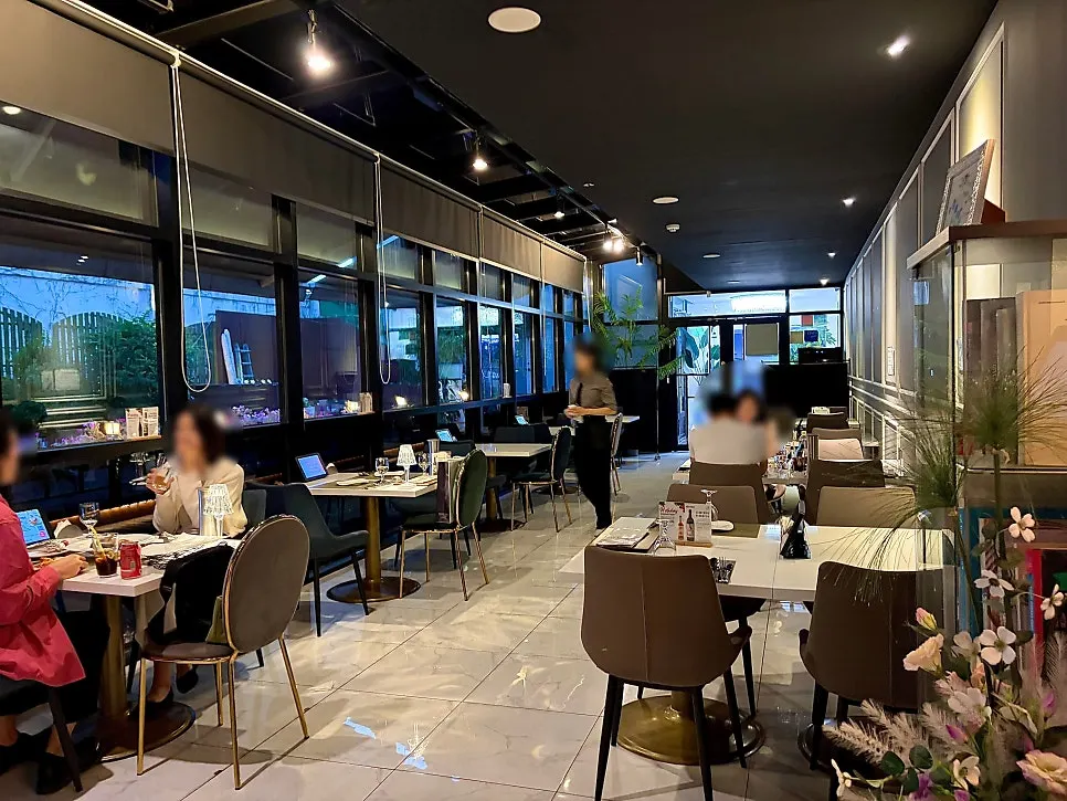 Upscale view of the restaurant's main hall seating