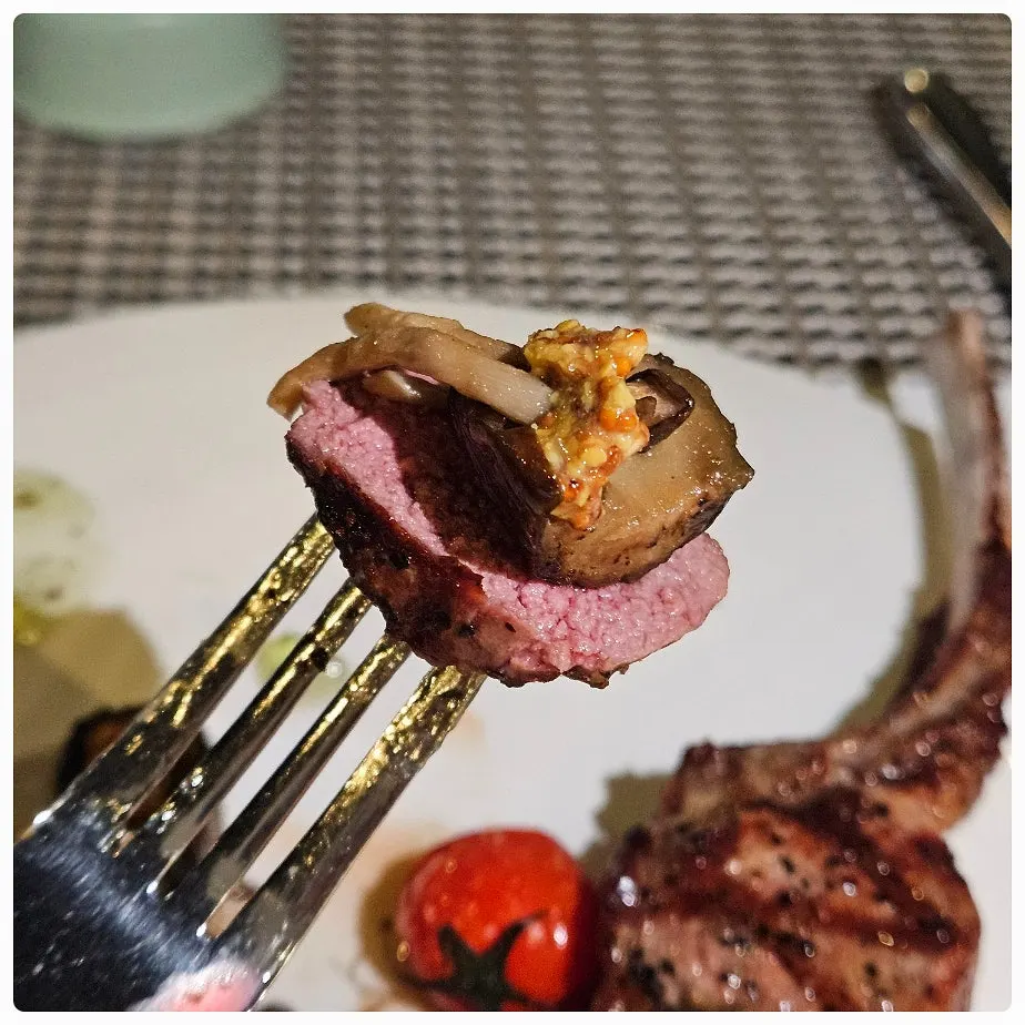 Close-up of lamb chop steak showing the cross-section