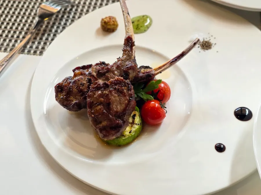 The main lamb chop steak plated