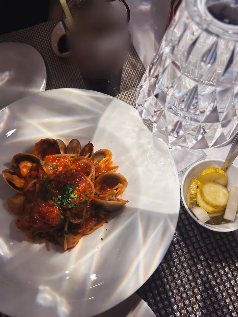 Seafood spaghetti with rich tomato sauce