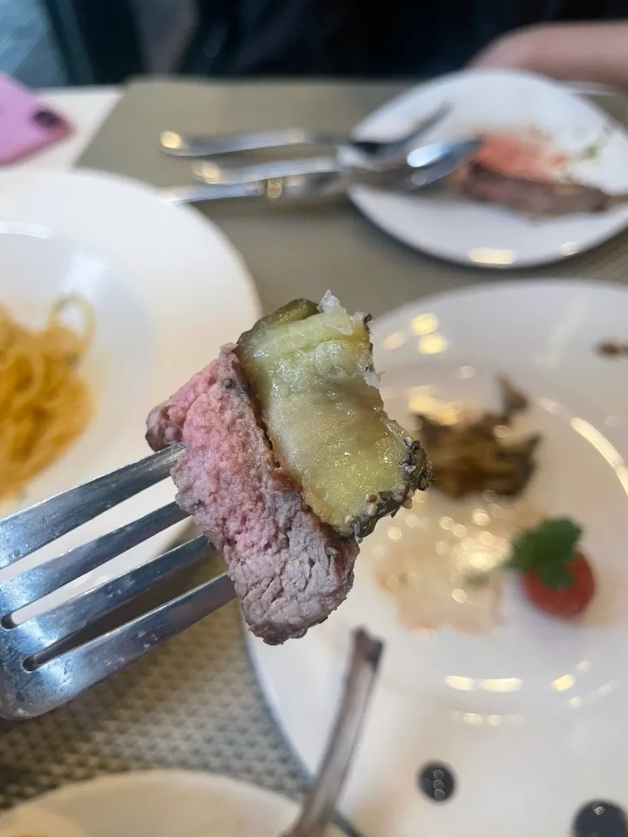 Tender eggplant paired with lamb ribs