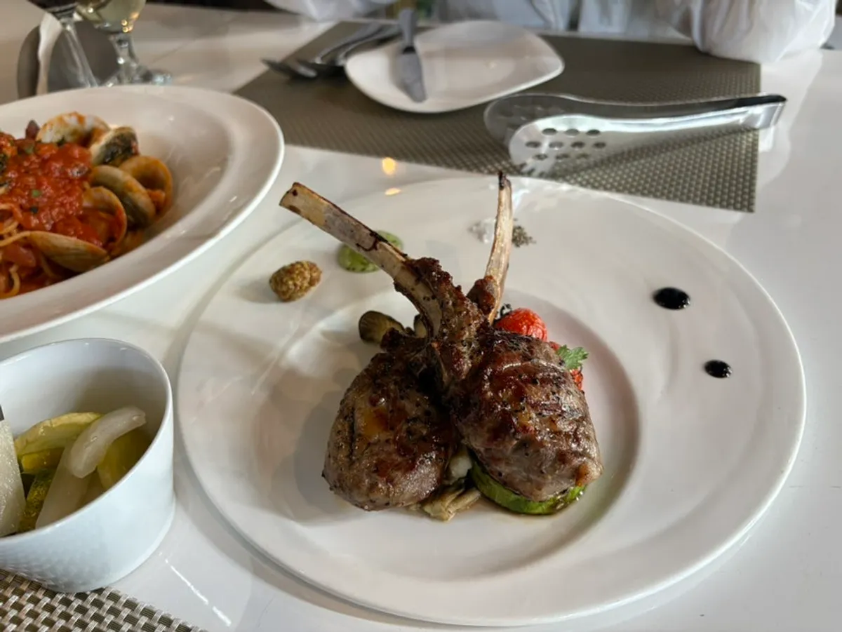 Lamb chop steak plate with grilled vegetables