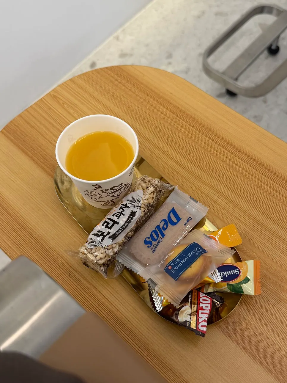 Drink and snacks provided after the root color service