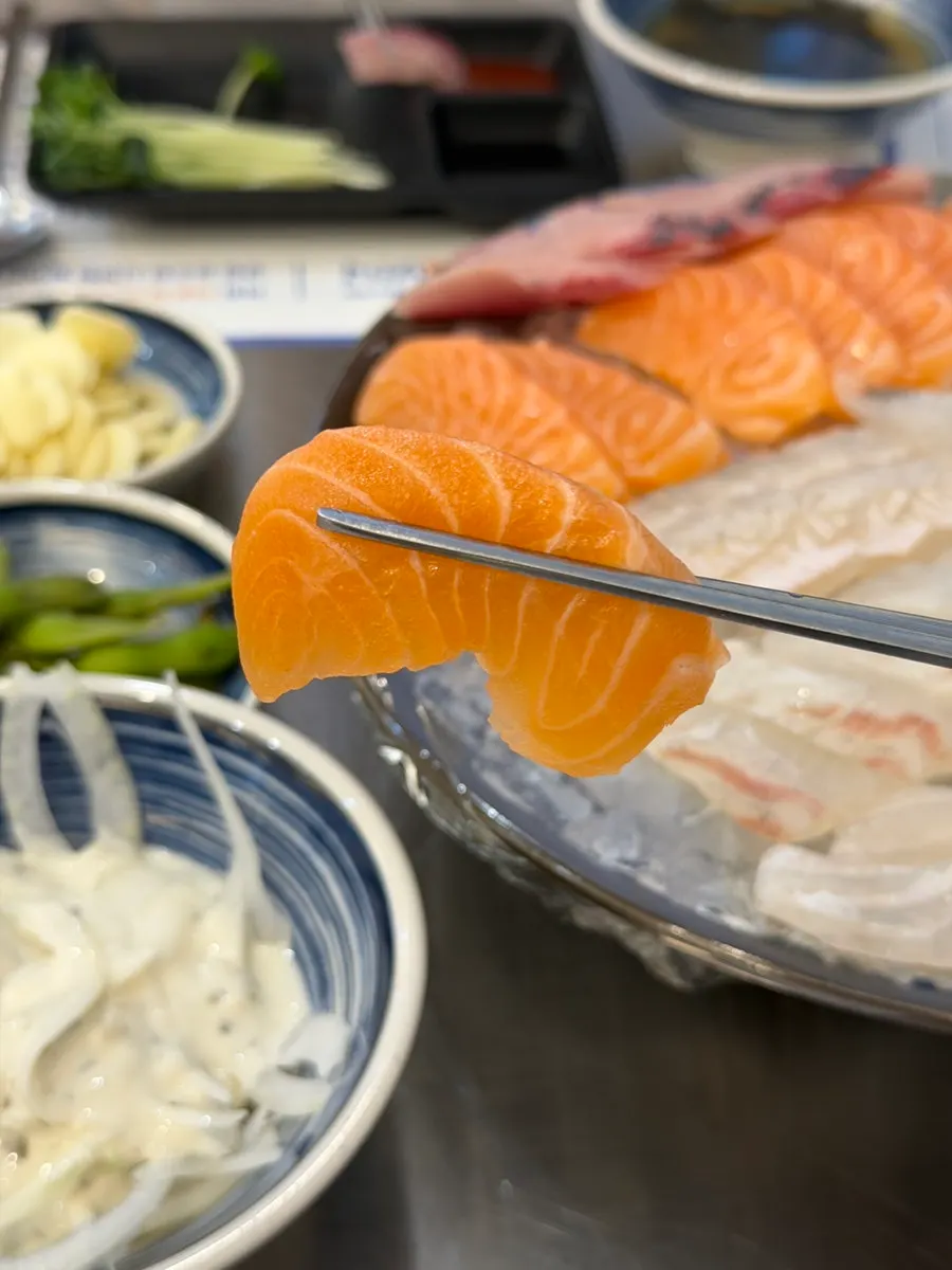 Small yellowtail sashimi with a chewy texture
