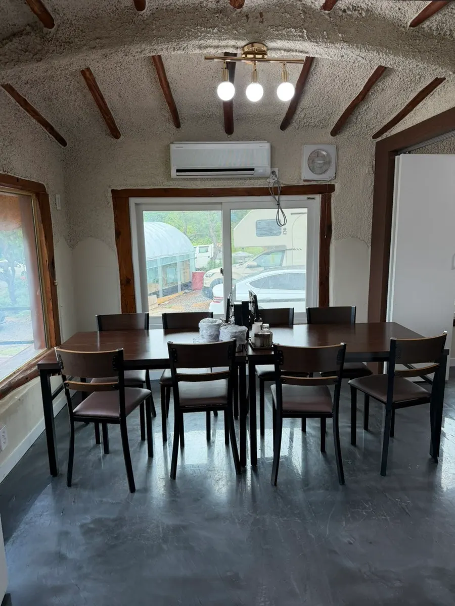 Interior of Todamok with a view of the outdoor scenery through the windows