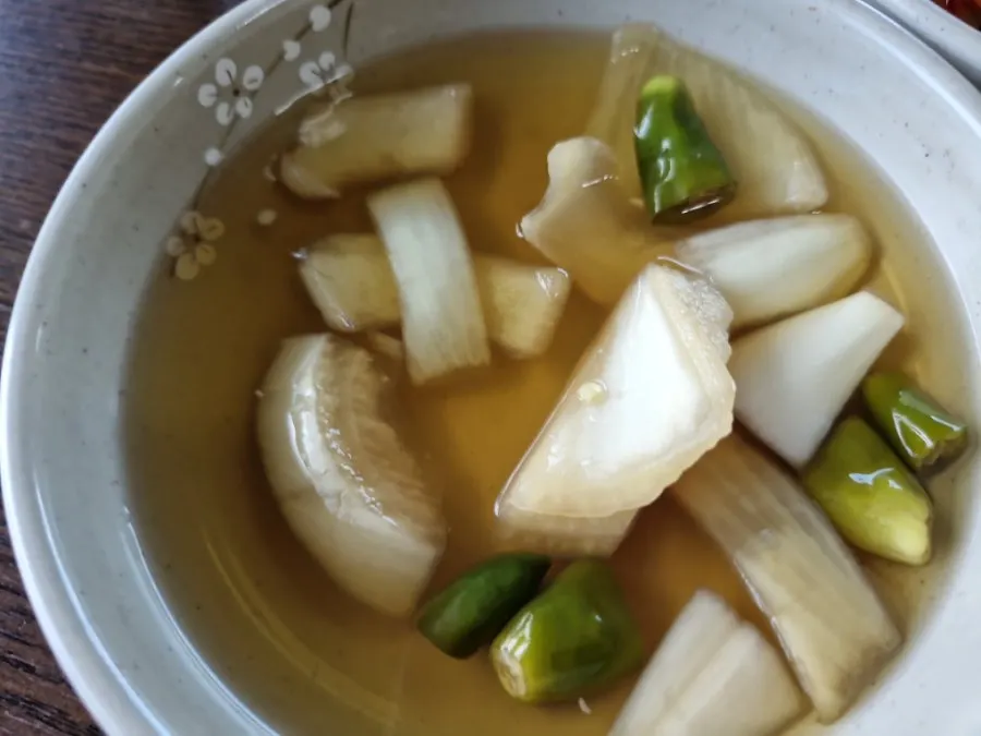 Plate of Todamok's fresh kimchi side dish