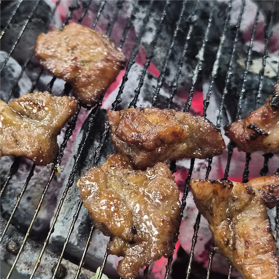 Golden charcoal-grilled ribs