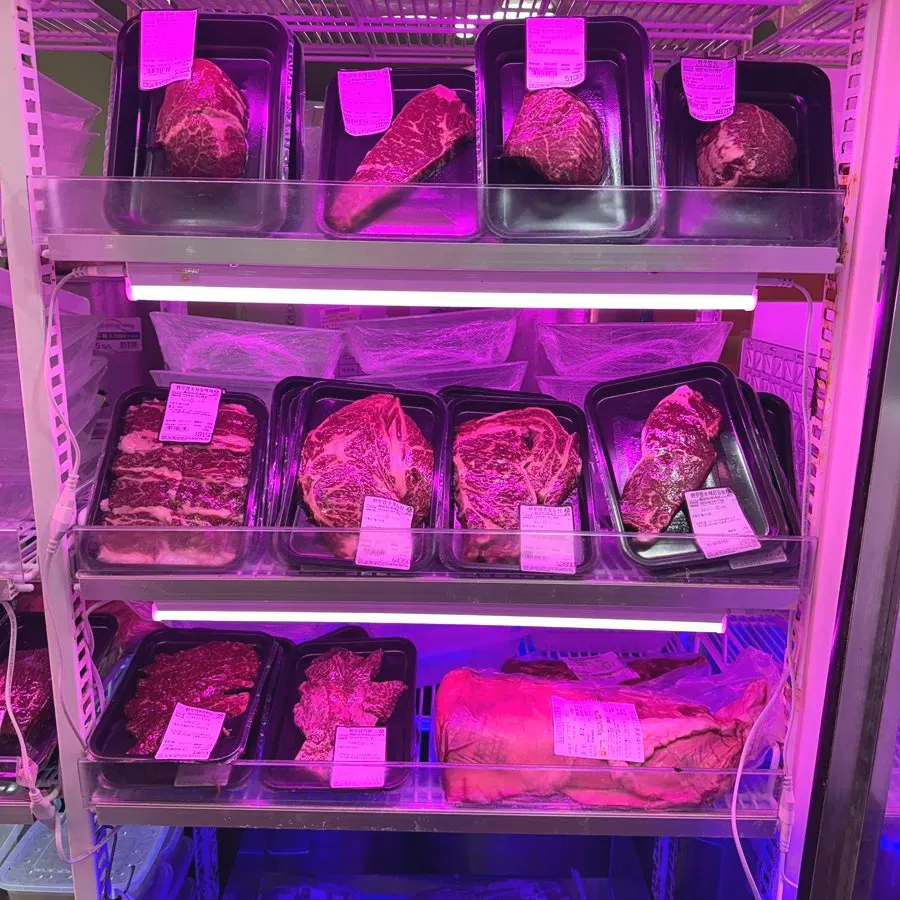 Frozen shabu-shabu meats on display