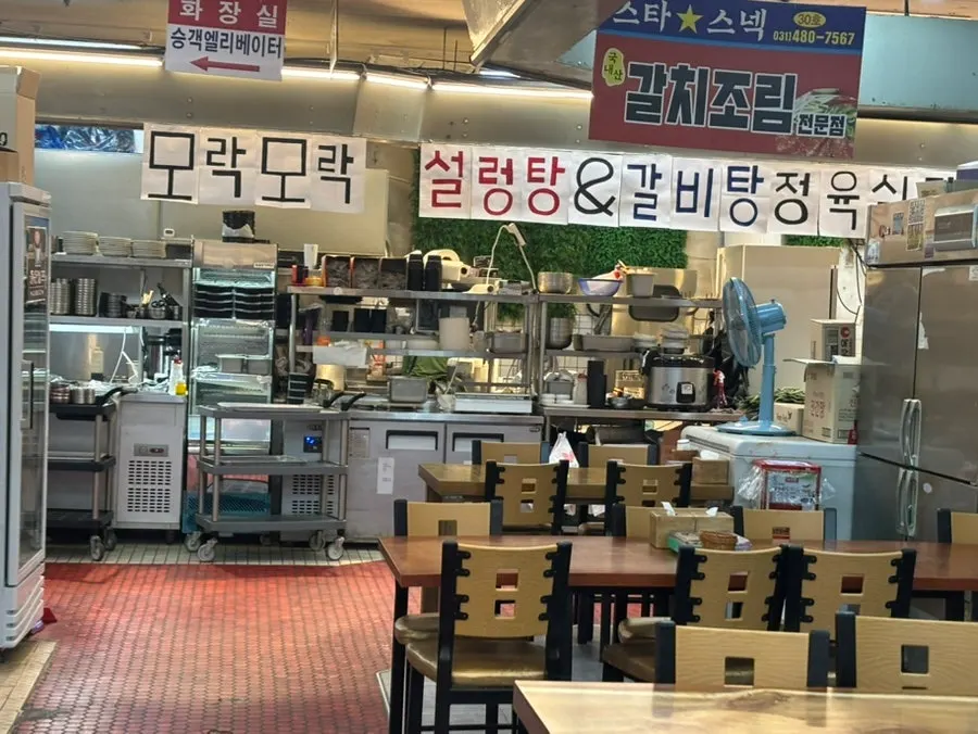Nostalgic interior of the basement arcade restaurant