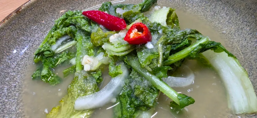 Side dishes including young-radish water kimchi