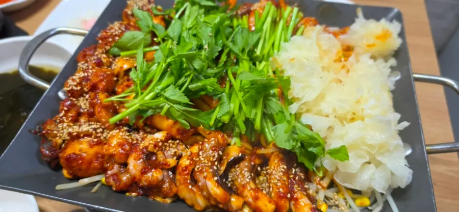 Octopus and monkfish griddle dinner out