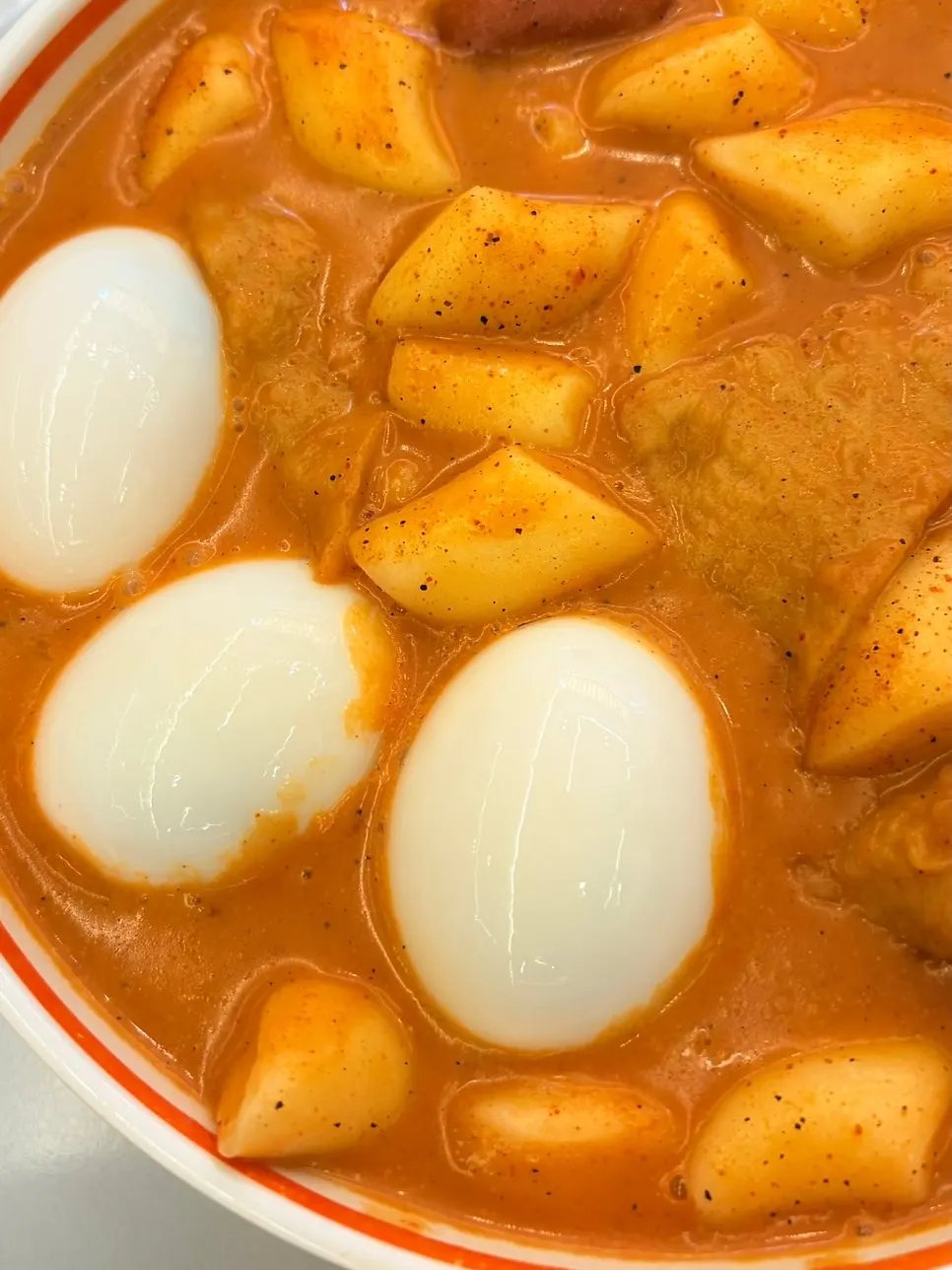 Tteokbokki meal with sundae and assorted fritters
