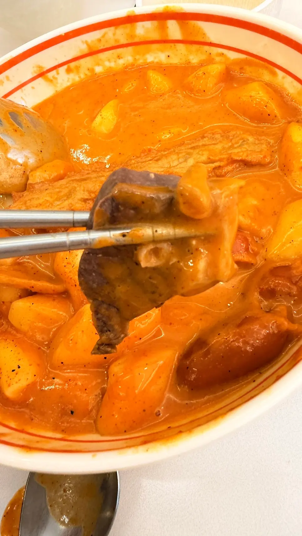 Nutty fritters paired with tteokbokki sauce