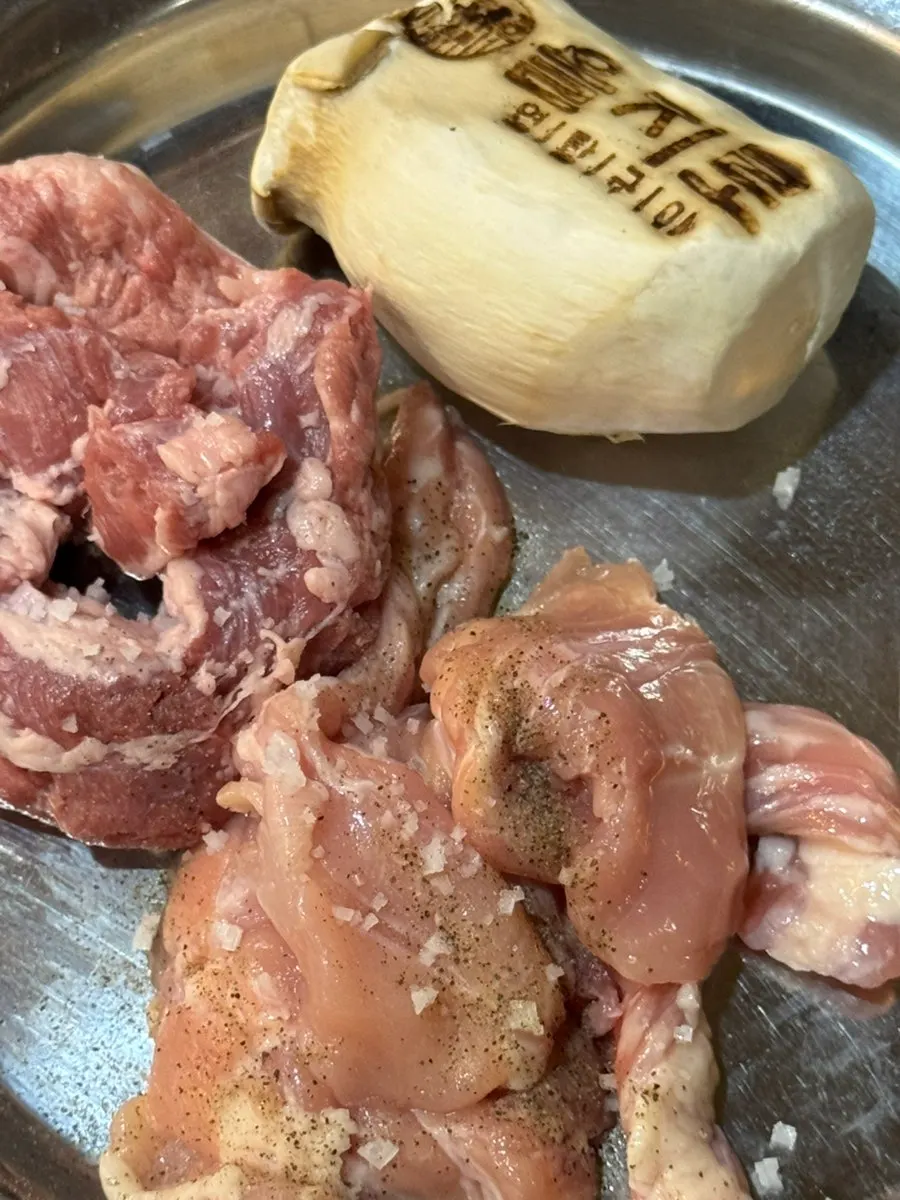 Various meats over the charcoal fire
