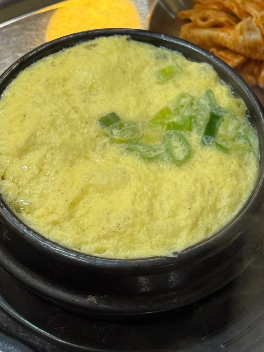 Doenjang stew and steamed egg ordered as sides