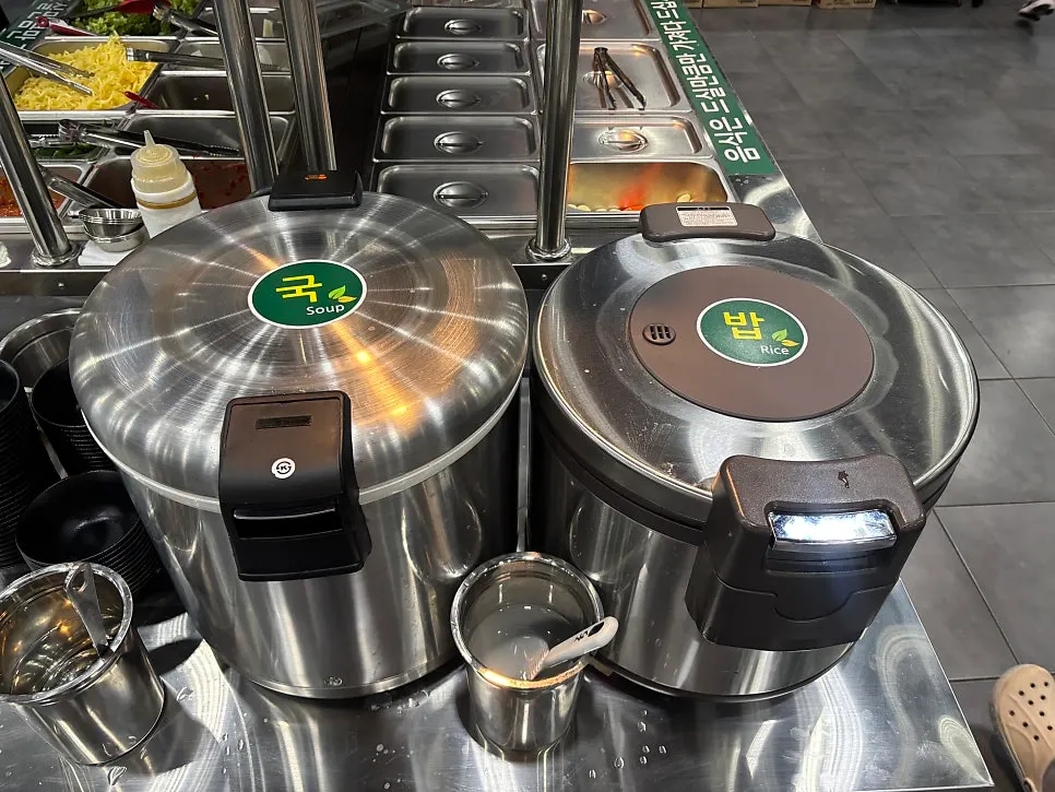 Self-service bar with bean sprouts and rice