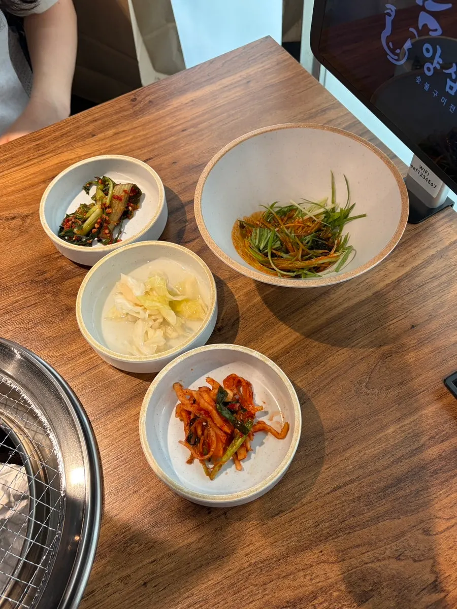 Sides and sauces at the self-service bar