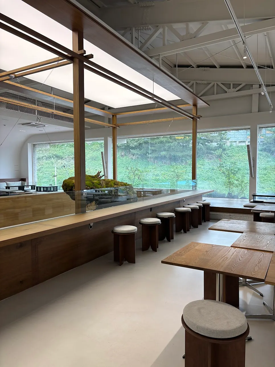 Second-floor seating and interior at Chat Baker