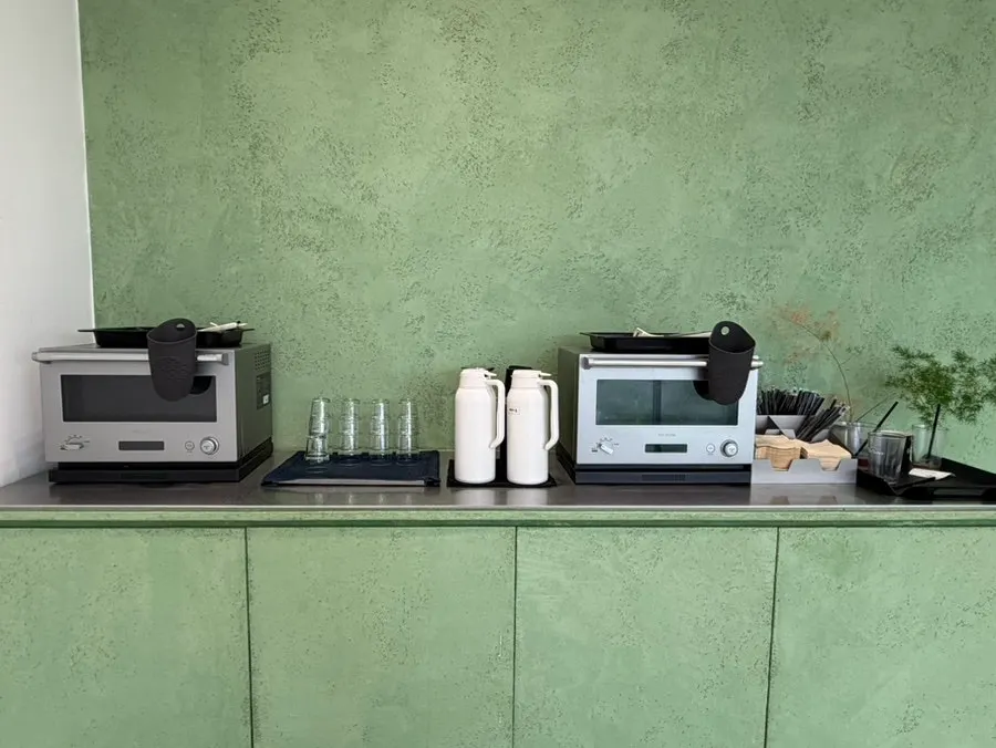 Balmuda oven and self-packing station on the second floor