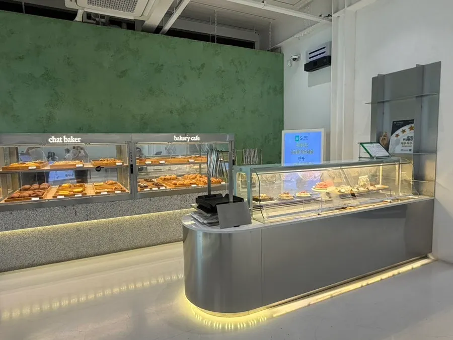Bakery display case filled with handmade bread