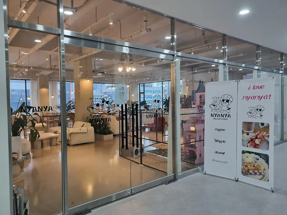 Nyanya's entrance seen through the glass door