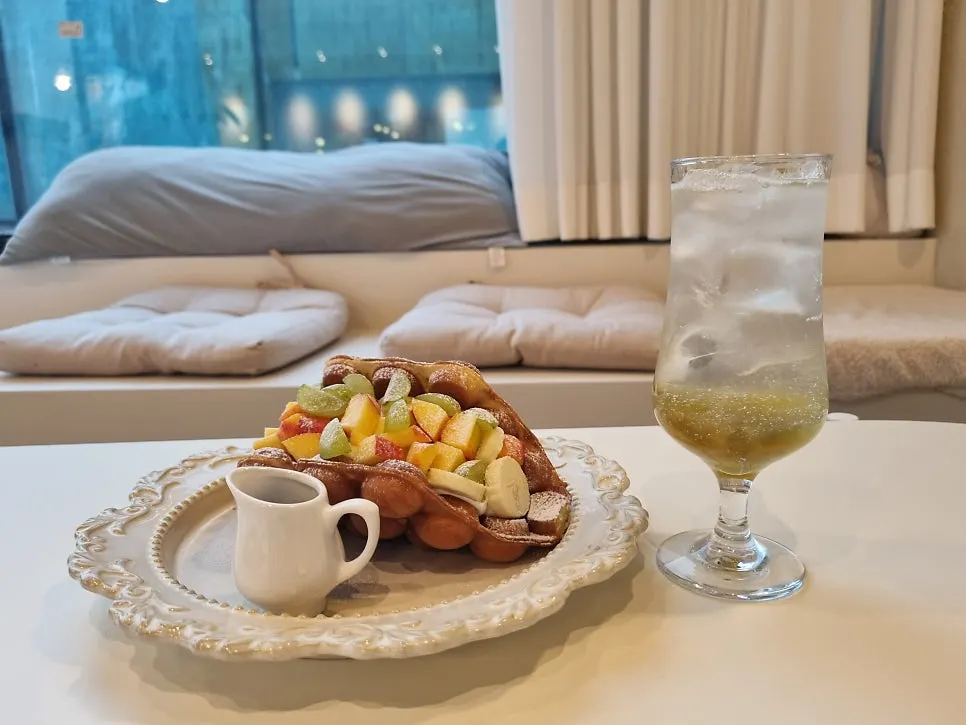 Nyanya's Hong Kong waffle topped with seasonal fruit
