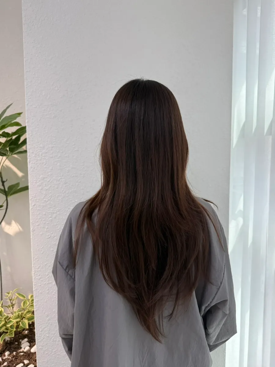 염색 전 뿌리가 자란 모발 상태