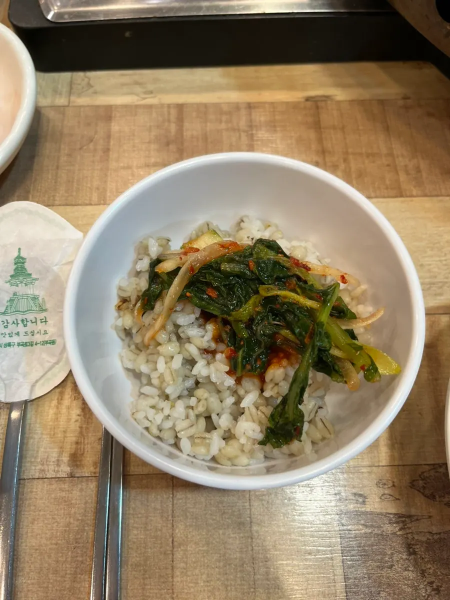 Barley rice with yeolmu kimchi