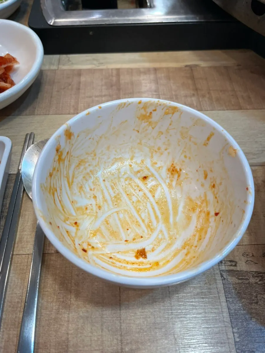 Bowl of barley rice mixed with yeolmu kimchi